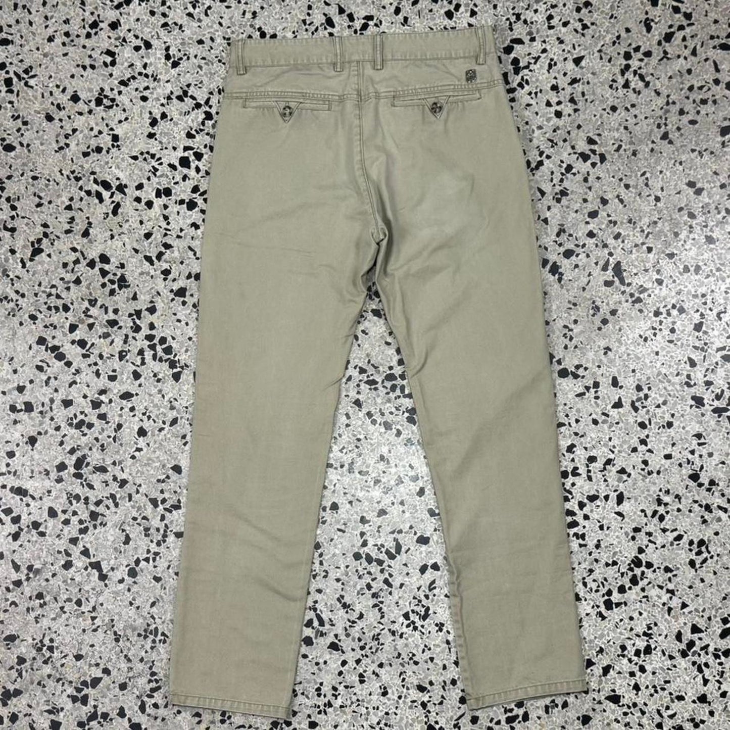 VINTAGE Y2K BMW BRANDED KHAKI BEIGE WORK PANTS W/ METAL BMW EMBLEM: