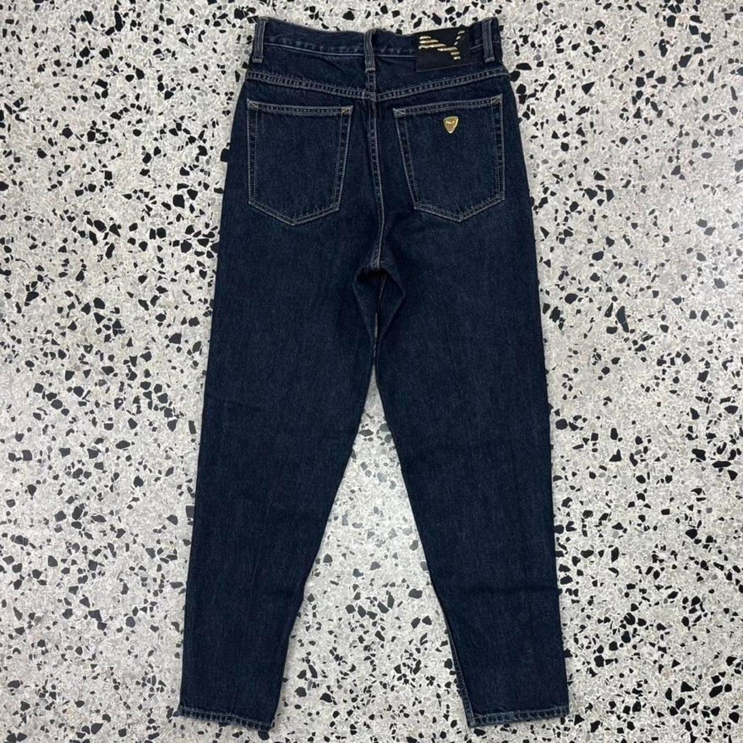 VINTAGE Y2K PUMA COMFORT BRANDED DARK WASH DENIM JEANS: