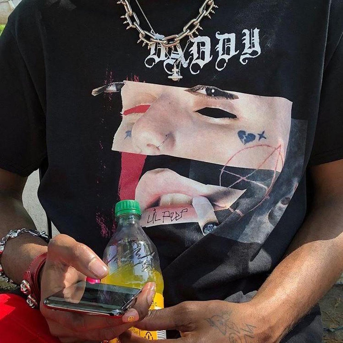 LIL PEEP X SUSBOY COLLAB MEMORIAL COLLAGE DADDY TATTOO TEE: