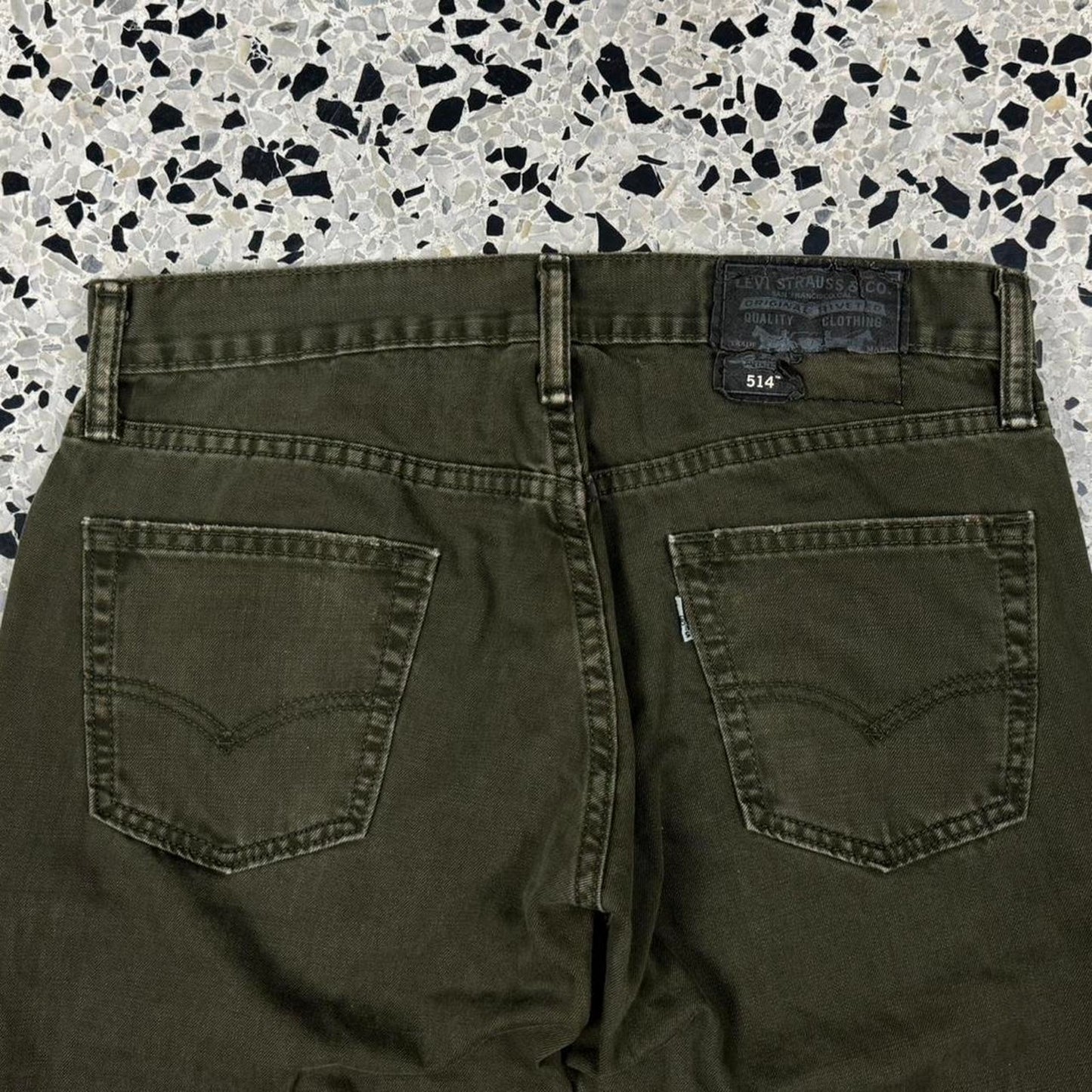 VINTAGE Y2K LEVIS 514 OLIVE OVERDYED DENIM JEANS: