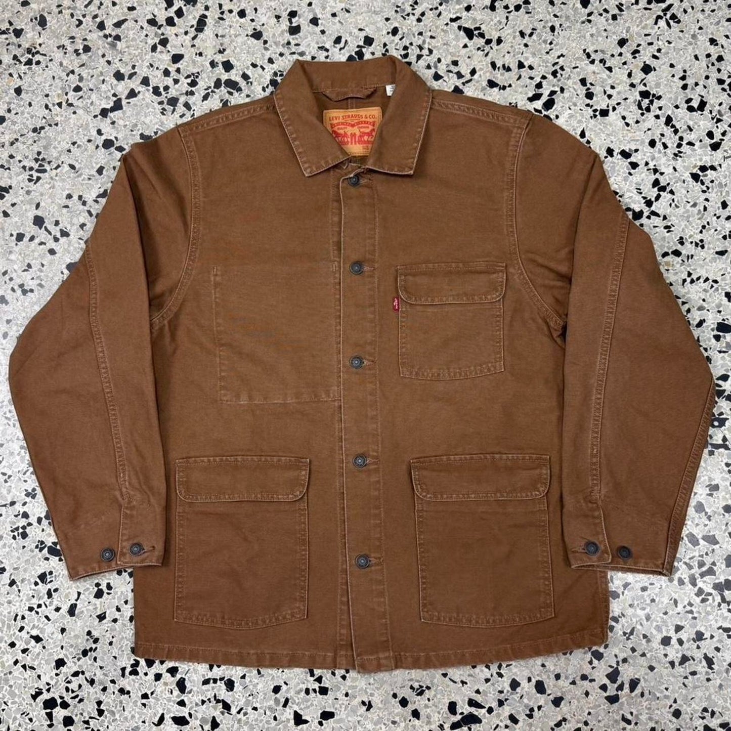 VINTAGE Y2K LEVIS TAN KHAKI CHORE WORK JACKET: