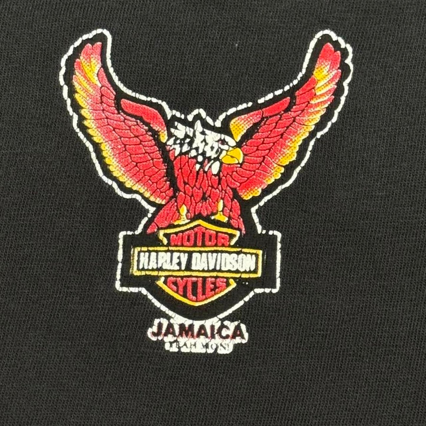 VINTAGE Y2K HARLEY DAVIDSON JAMAICA EAGLE EMBLEM TEE: