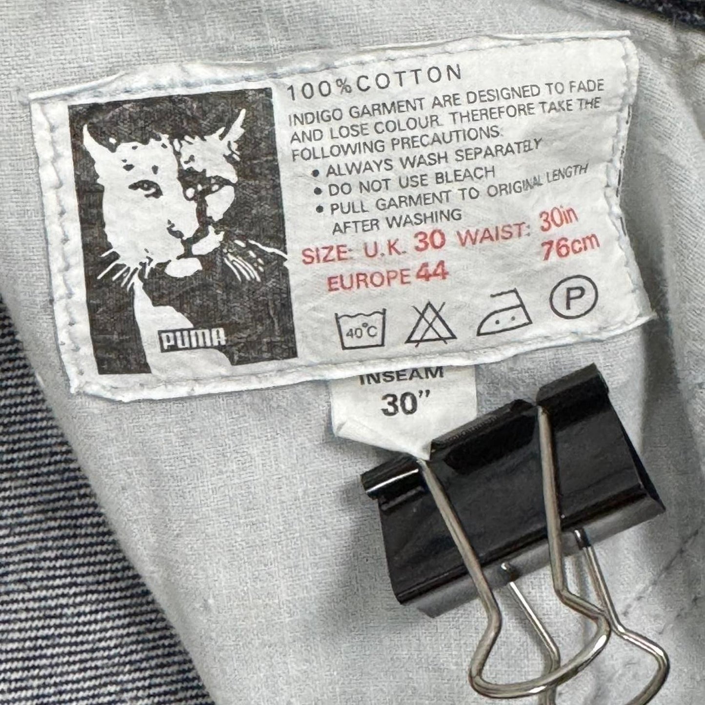 VINTAGE Y2K PUMA COMFORT BRANDED DARK WASH DENIM JEANS: