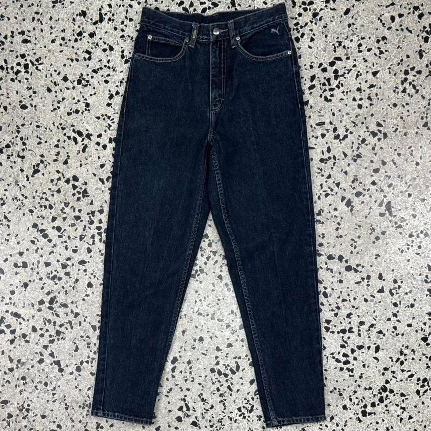 VINTAGE Y2K PUMA COMFORT BRANDED DARK WASH DENIM JEANS: