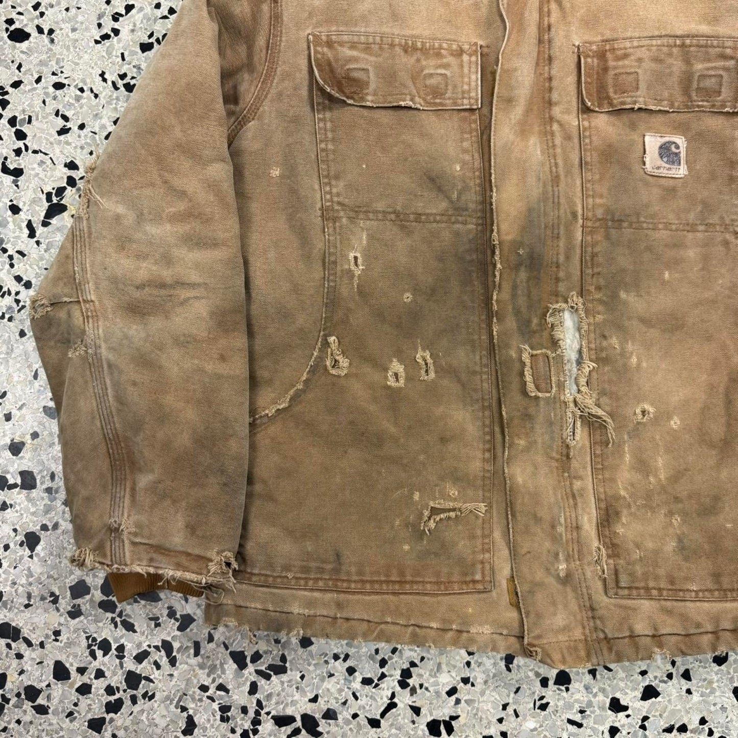 VINTAGE 90S Y2K THRASHED CARHARTT WORKWEAR JACKET: