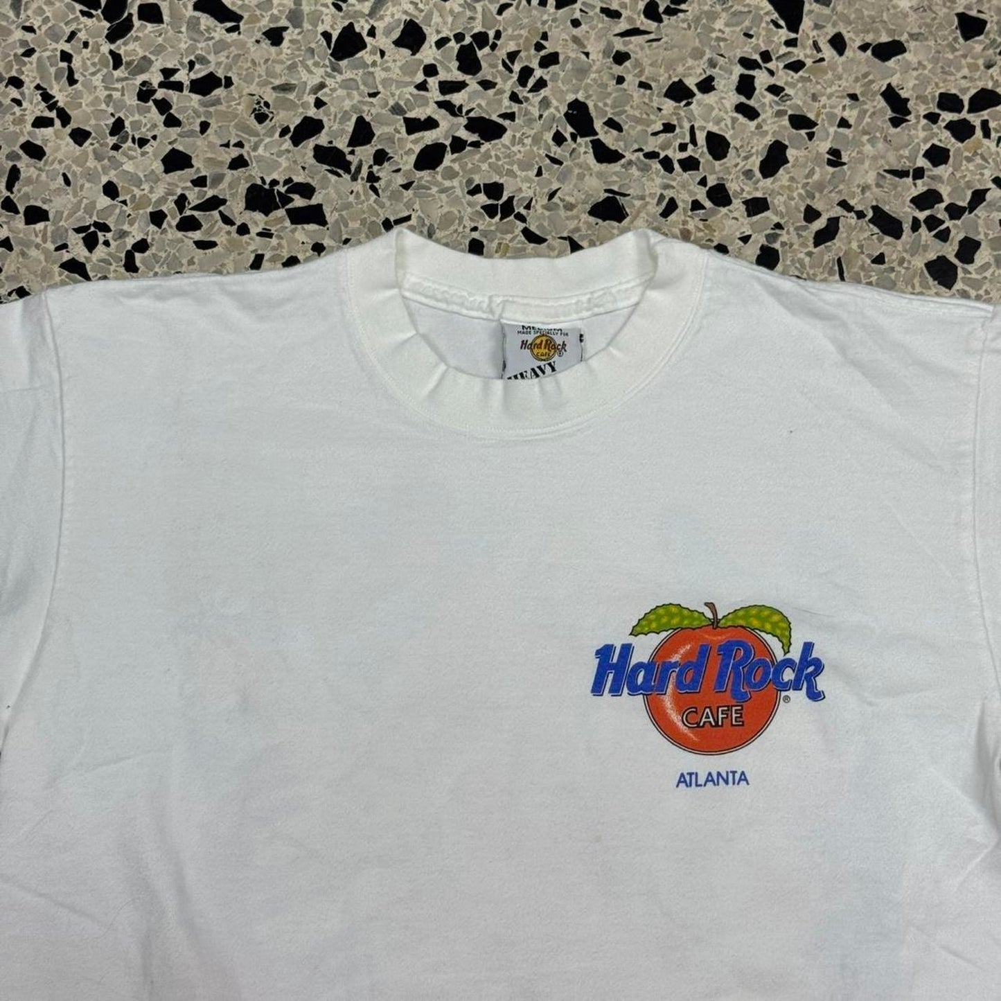 VINTAGE 90S HARD ROCK CAFÉ ATLANTA ORANGE ABSTRACT JAZZ PROMO TEE: