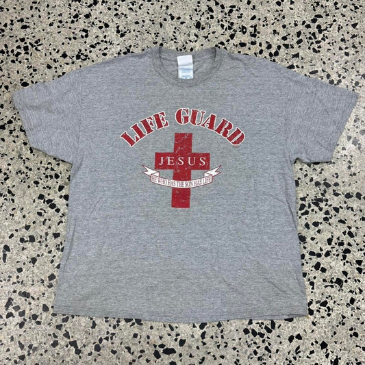 VINTAGE Y2K LIFEGUARD JESUS RELIGIOUS PARODY TEE: