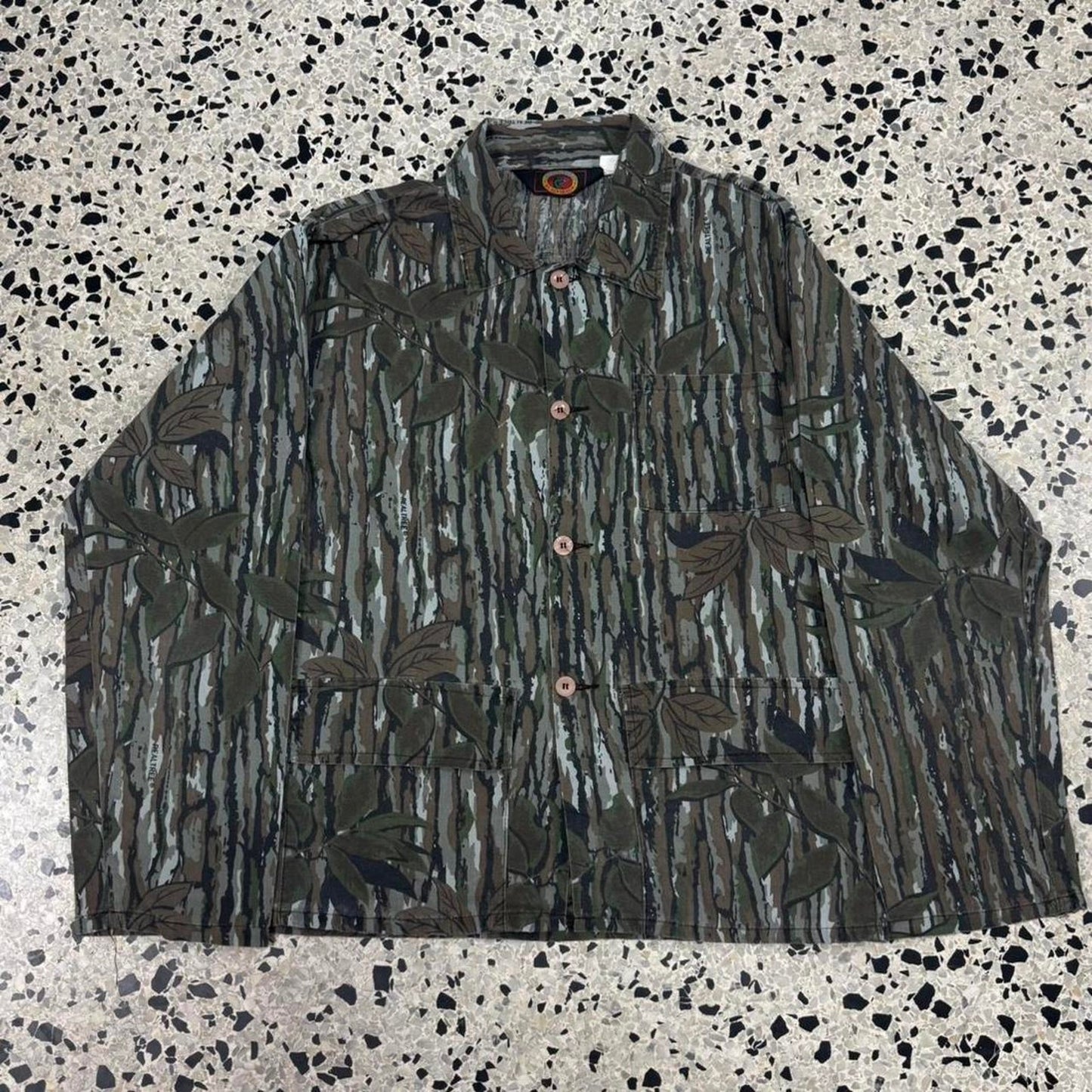 VINTAGE 80S 90S BLUE BILL BY RED HEAD REALTREE CAMO BUTTON UP SHIRT: