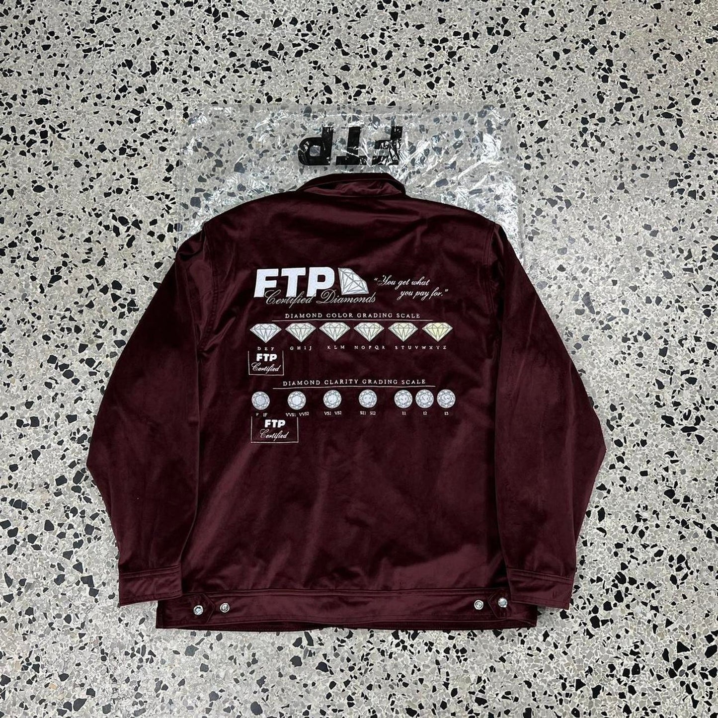 BNWT FTP MAROON CERTIFIED DIAMONDS COACH JACKET: