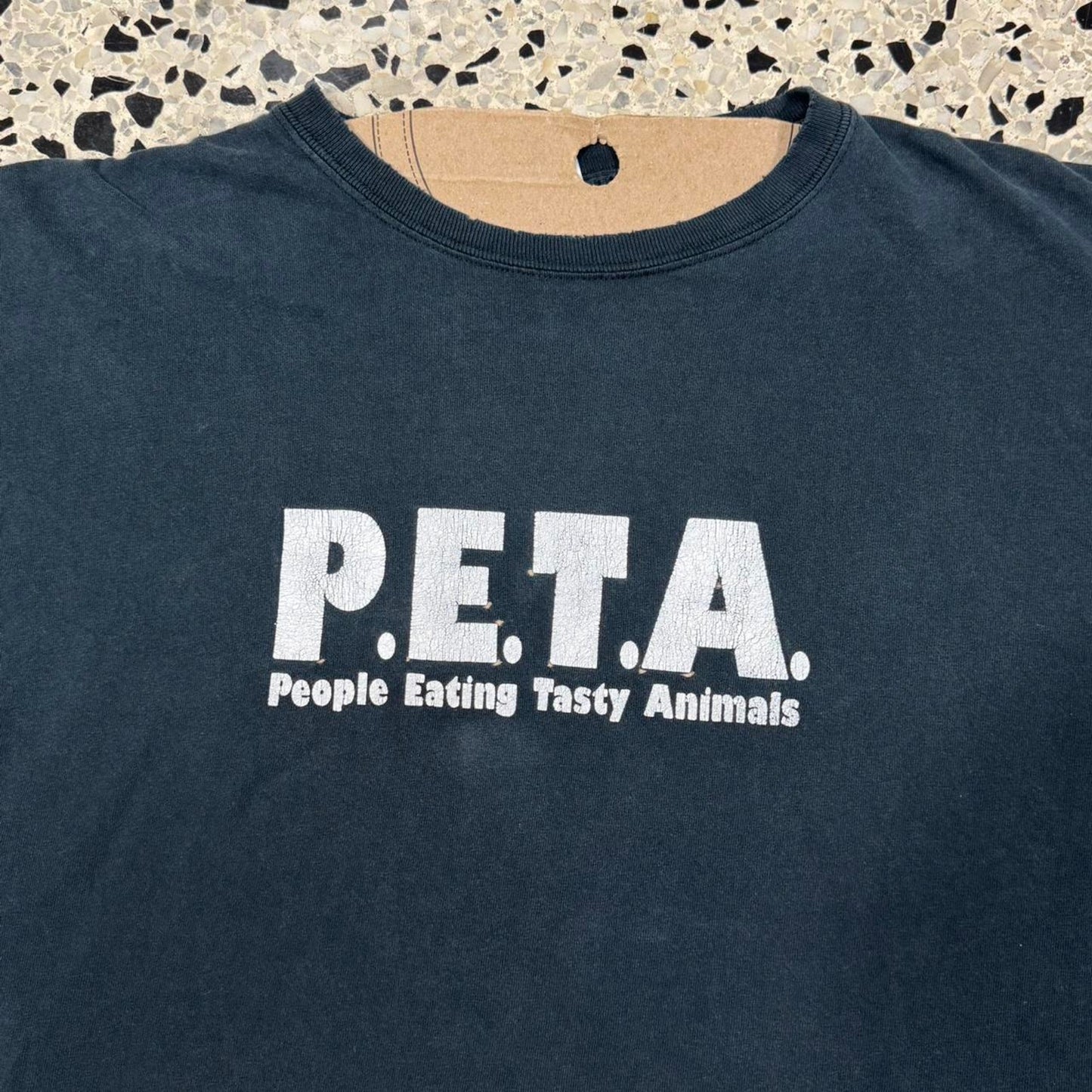 VINTAGE Y2K THRASHED PETA ACRONYM PARODY TEE: