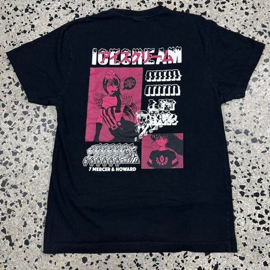 ICE CREAM JAPANESE LOGO ANIME GIRL GRAPHIC TEE:
