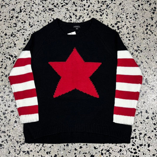 VINTAGE Y2K GRUNGE PUNK CODED ANDVANTE USA RED STAR KNIT SWEATER W/ TAGS: