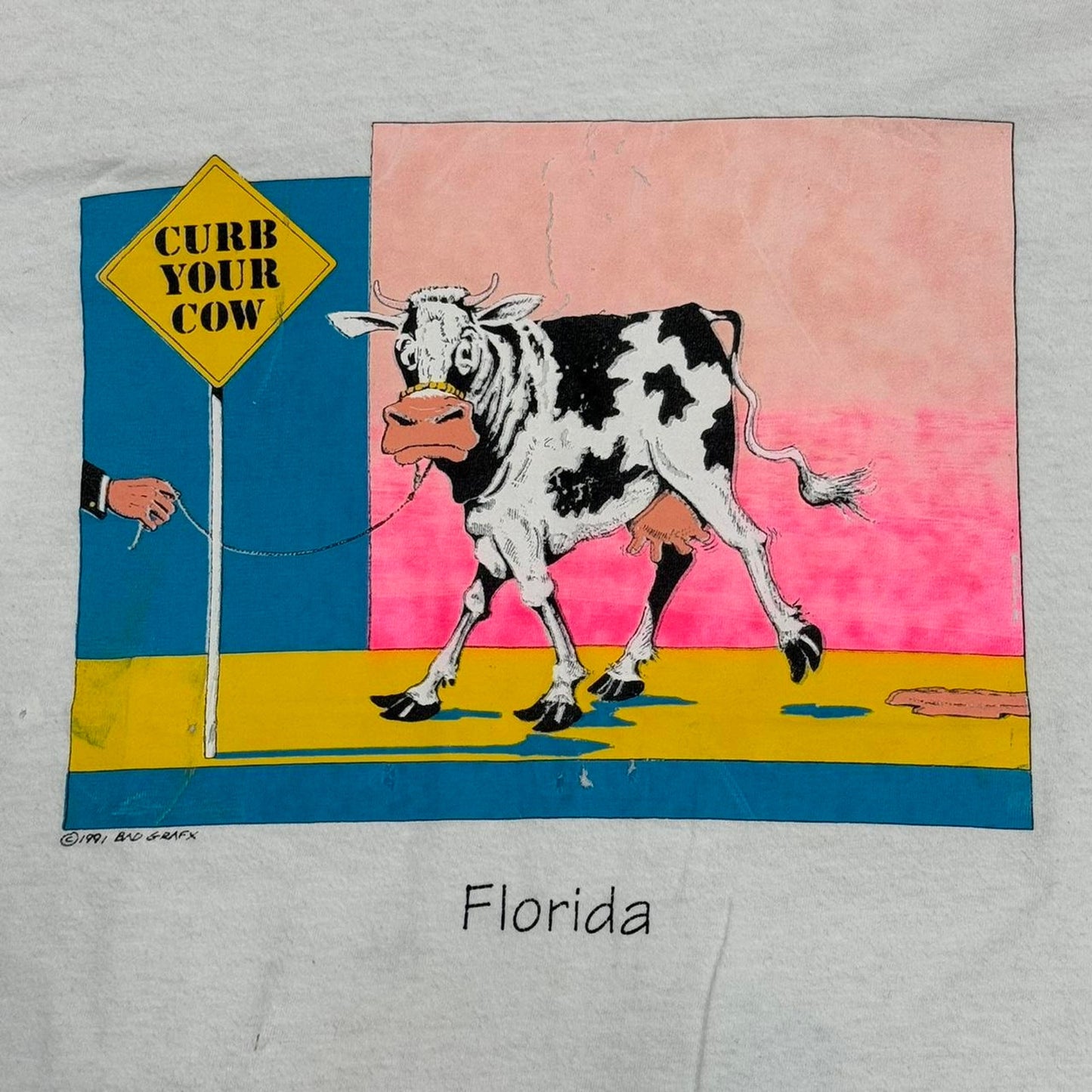 VINTAGE 90S SINGLE STITCH CURB YOUR COW FLORIDA TEE: