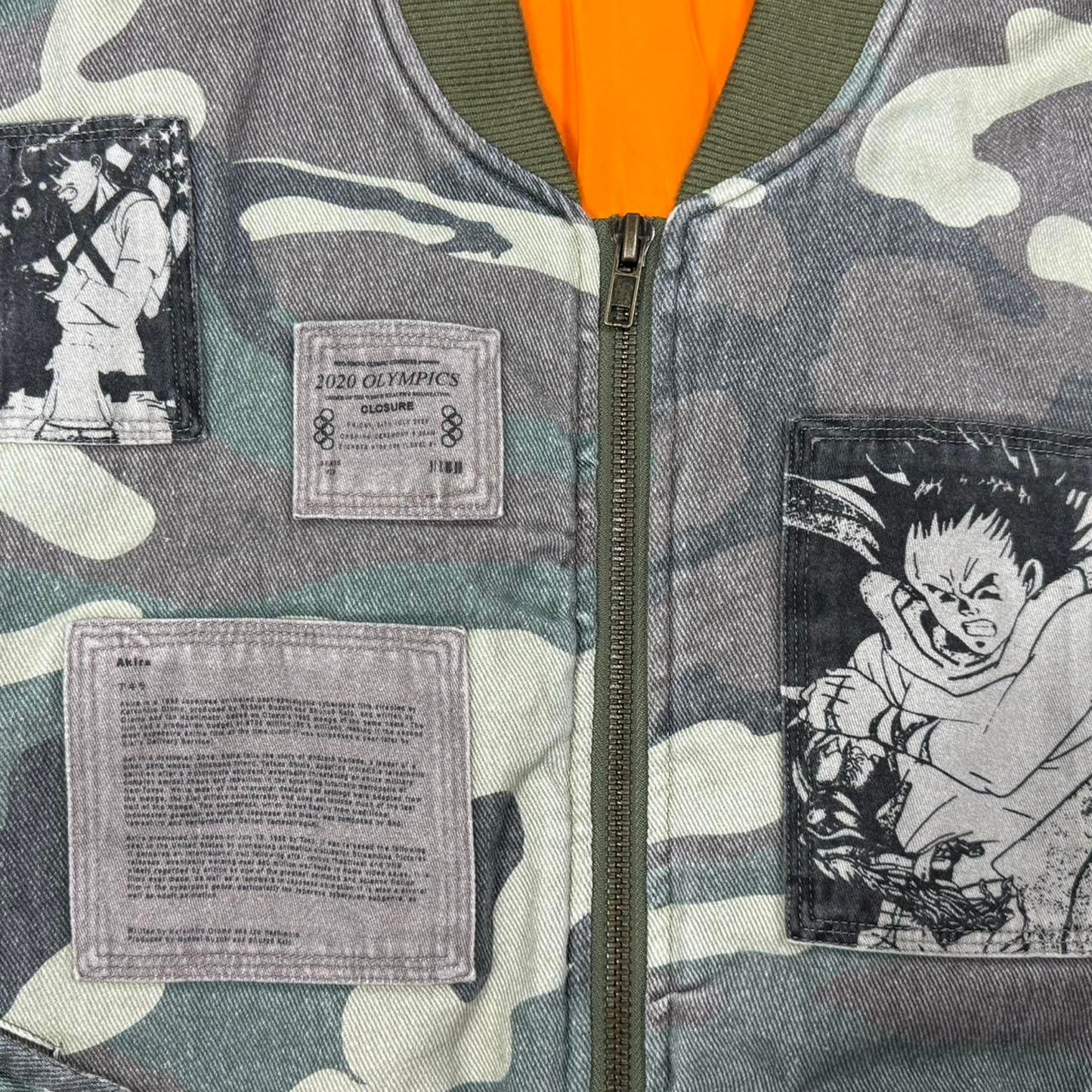 ROUGH SIMMONS NEOTOKYO AKIRA BOMBER CAMO PATCHWORK JACKET: