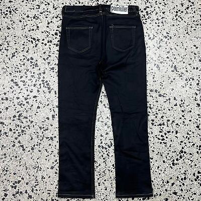 RECONSTRUCTED PAINKILLER BY JOY DIVIZN WAX DENIM PANTS: