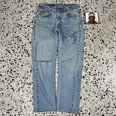 VINTAGE Y2K LEVIS 505 DIABLA HAND DRAWN MODERN PUNK JEANS: