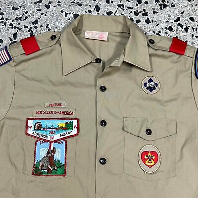 VINTAGE Y2K BOY SCOUTS EMBROIDERED PATCHWORK WORKSHIRT BUTTON UP