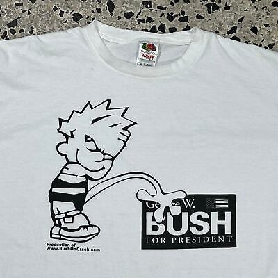 VINTAGE Y2K CALVIN PEEING ON GEORGE W BUSH PROMO TEE