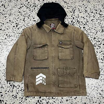 VINTAGE Y2K LOST INDUSTRIES MILITARY TYPE JACKET W/ HOOD: