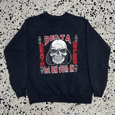 VINTAGE 90S Y2K DELTA DEATH DEALERS RAGLAN CREWNECK SWEATSHIRT