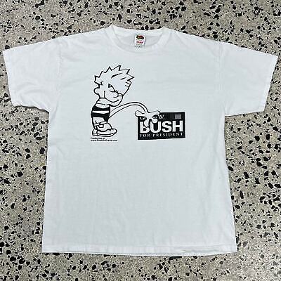 VINTAGE Y2K CALVIN PEEING ON GEORGE W BUSH PROMO TEE