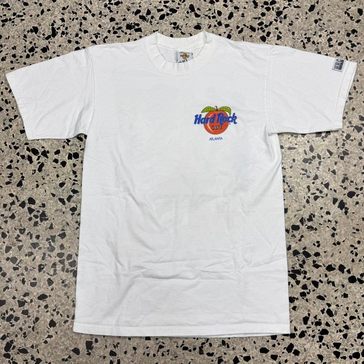 VINTAGE 90S HARD ROCK CAFÉ ATLANTA ORANGE ABSTRACT JAZZ PROMO TEE: