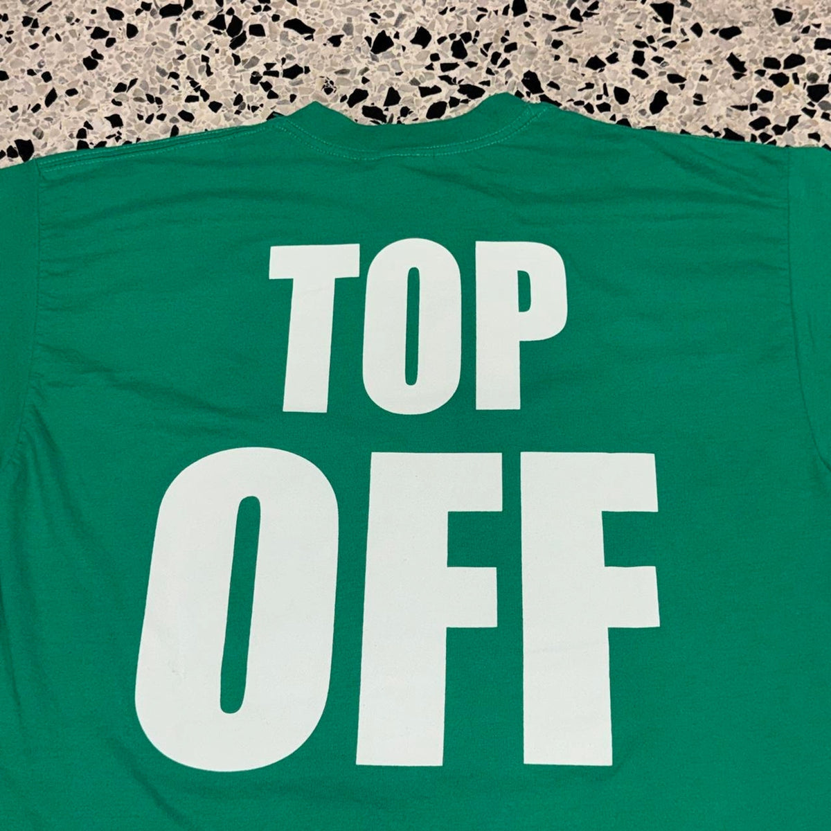 VINTAGE 90S Y2K TAKE YOUR TOP OFF FUNNY DOUBLE SIDED GREEN TEE: