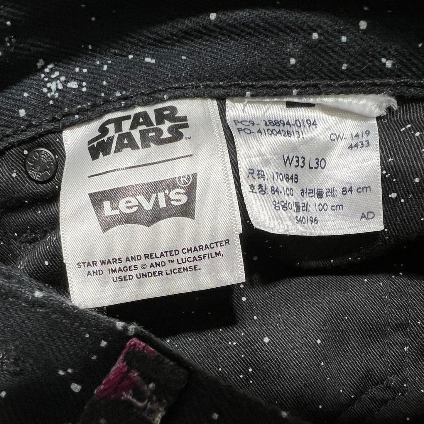 LEVIS X STAR WARS ALL OVER PRINT RECONSTRUCTED DENIM: