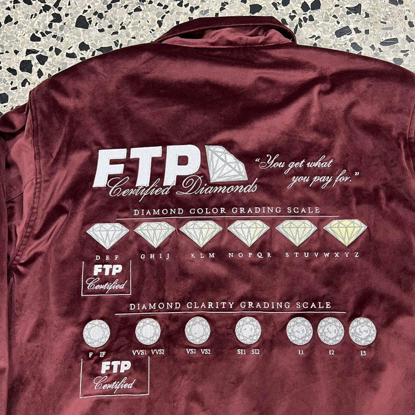 BNWT FTP MAROON CERTIFIED DIAMONDS COACH JACKET: