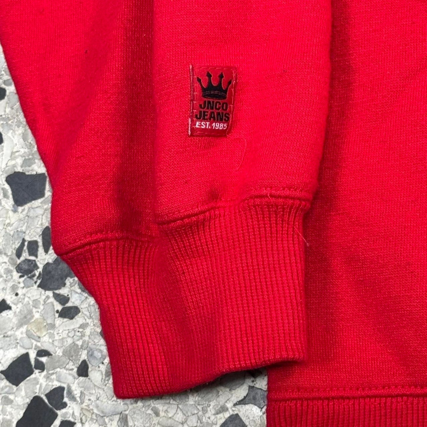 VINTAGE 90S Y2K JNCO JEANS CROWN REFLECTIVE RED HOODIE: