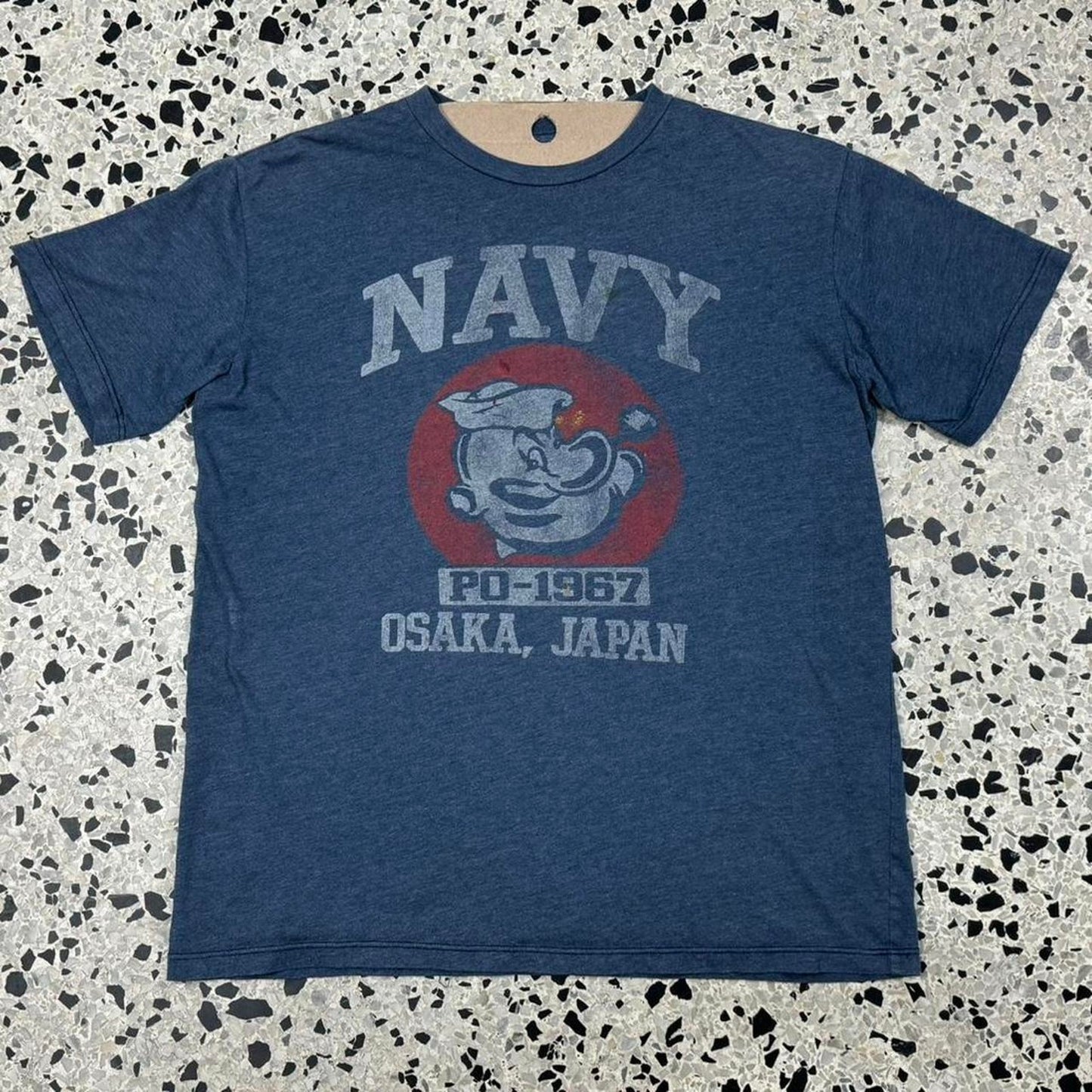 VINTAGE Y2K JUNK FOOD POPEYE NAVY PO-1967 OSAKA JAPAN TEE: