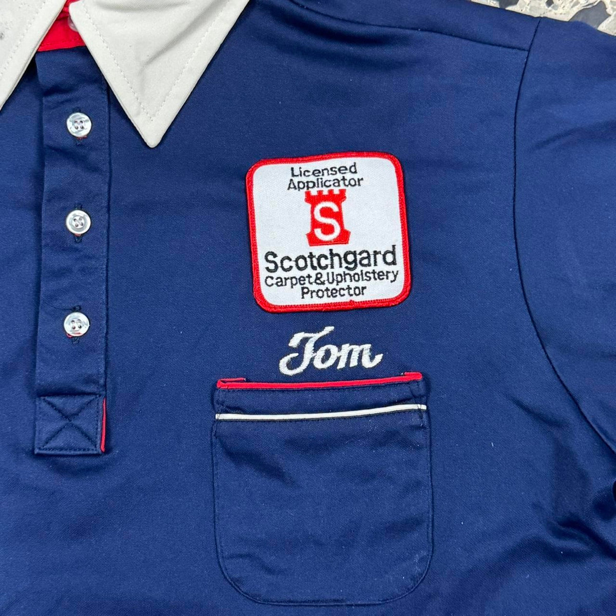VINTAGE 70S KING LOUIE CREATION AMERICAN BEAUTY CARPET INC. BOWLING POLO SHIRT: