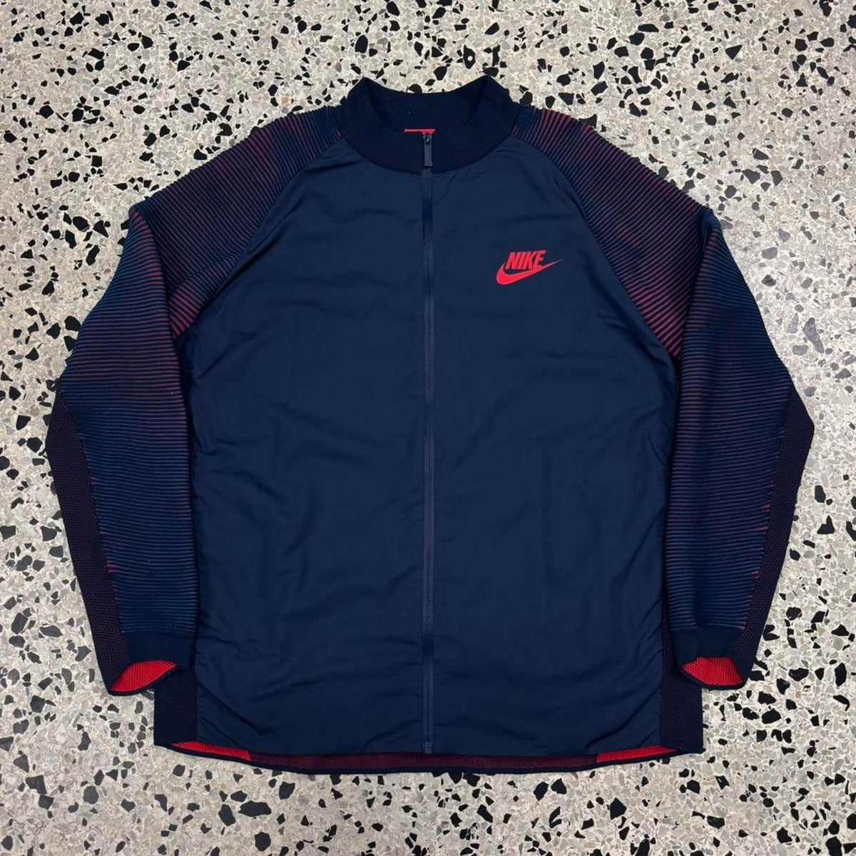 VINTAGE Y2K NIKE TECH KNIT DYNAMIC REVEAL VARSITY TRACK JACKET: