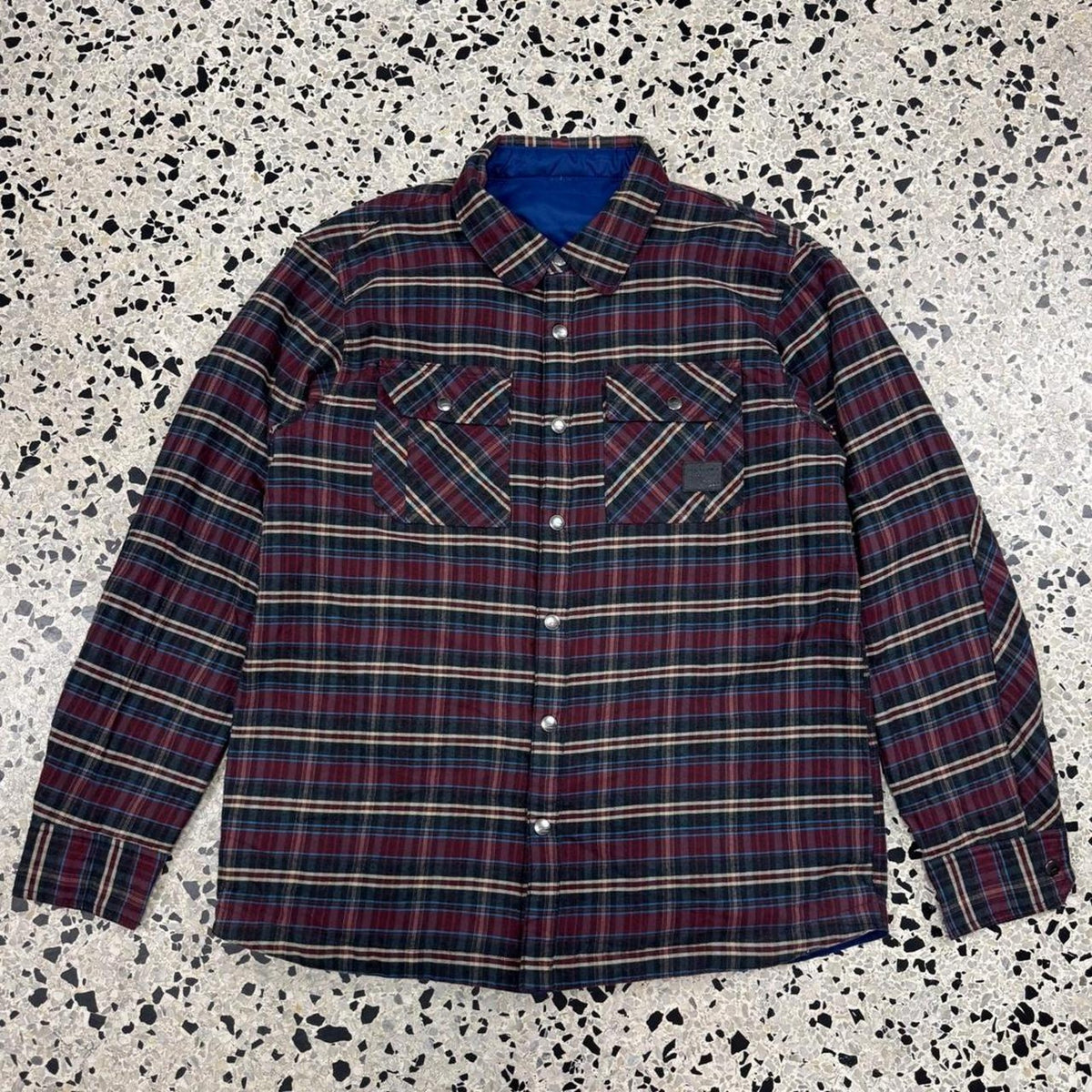 VINTAGE 90S Y2K OAKLEY REVERSIBLE FLANNEL OVERSHIRT JACKET: