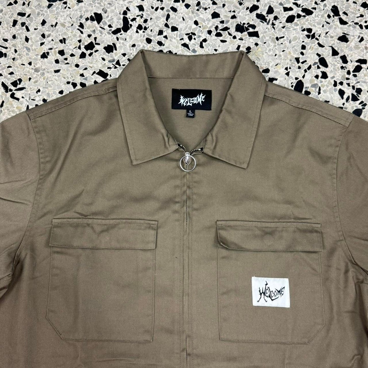 WELCOME SKATEBOARDS NEPHILIM ZIP UP TWILL WORK SHIRT: