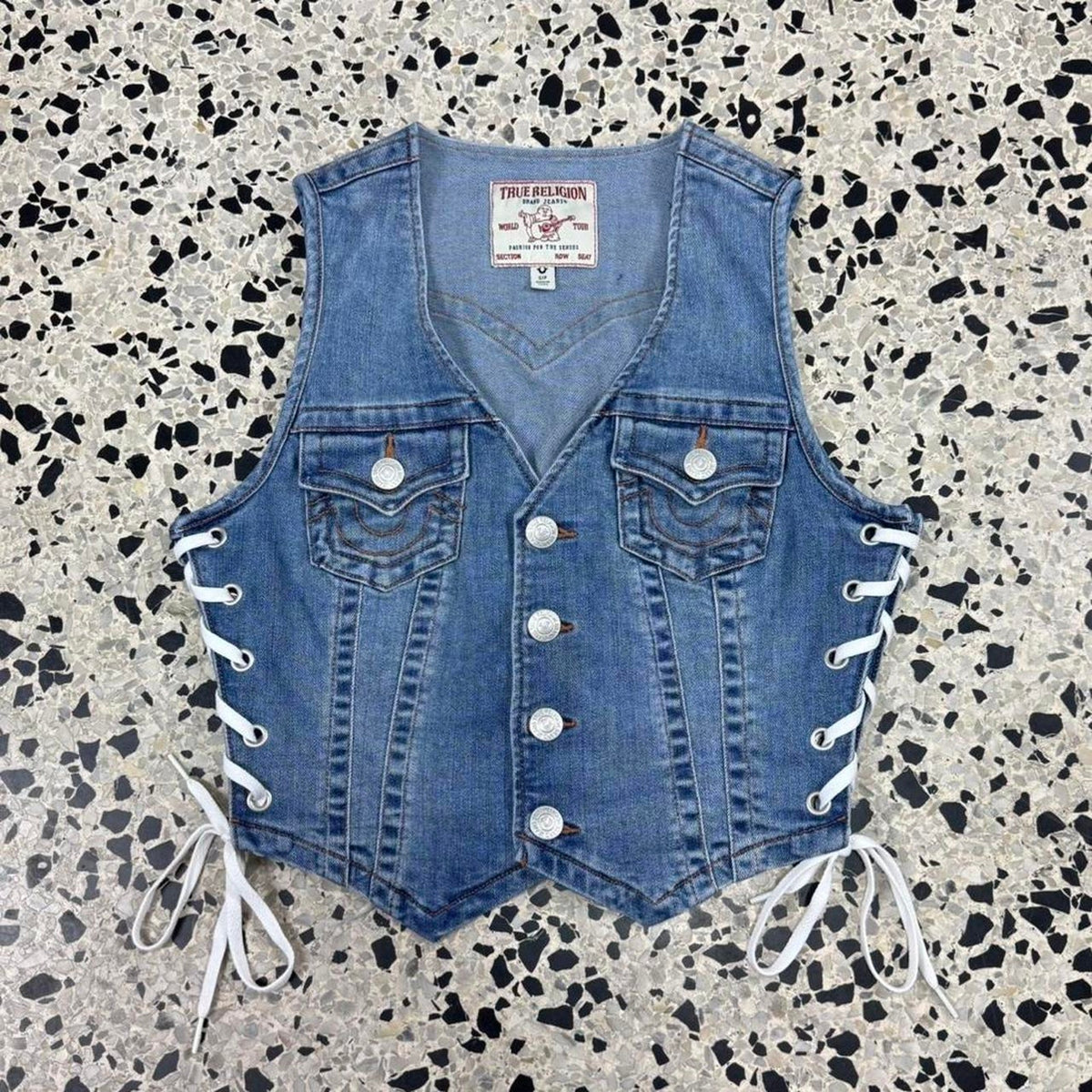 VINTAGE Y2K TRUE RELIGION WOMENS DENIM VEST: