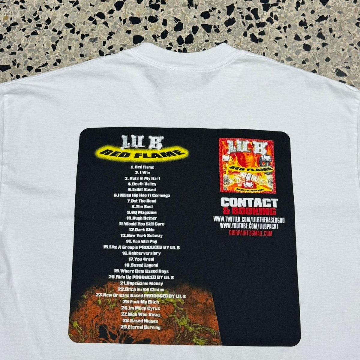 LIL B THE BASED GOD BASEDWORLD CLOTHING RED FLAME ALBUM COVER PROMO TEE: