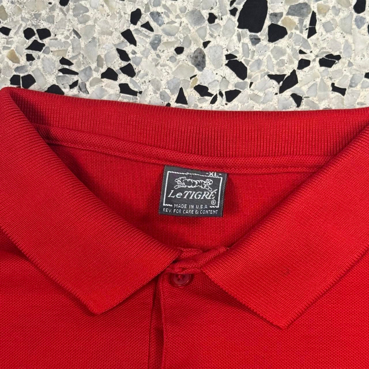 VINTAGE 70S 80S LE TIGRE RED MONOCHROME POLO SHIRT: