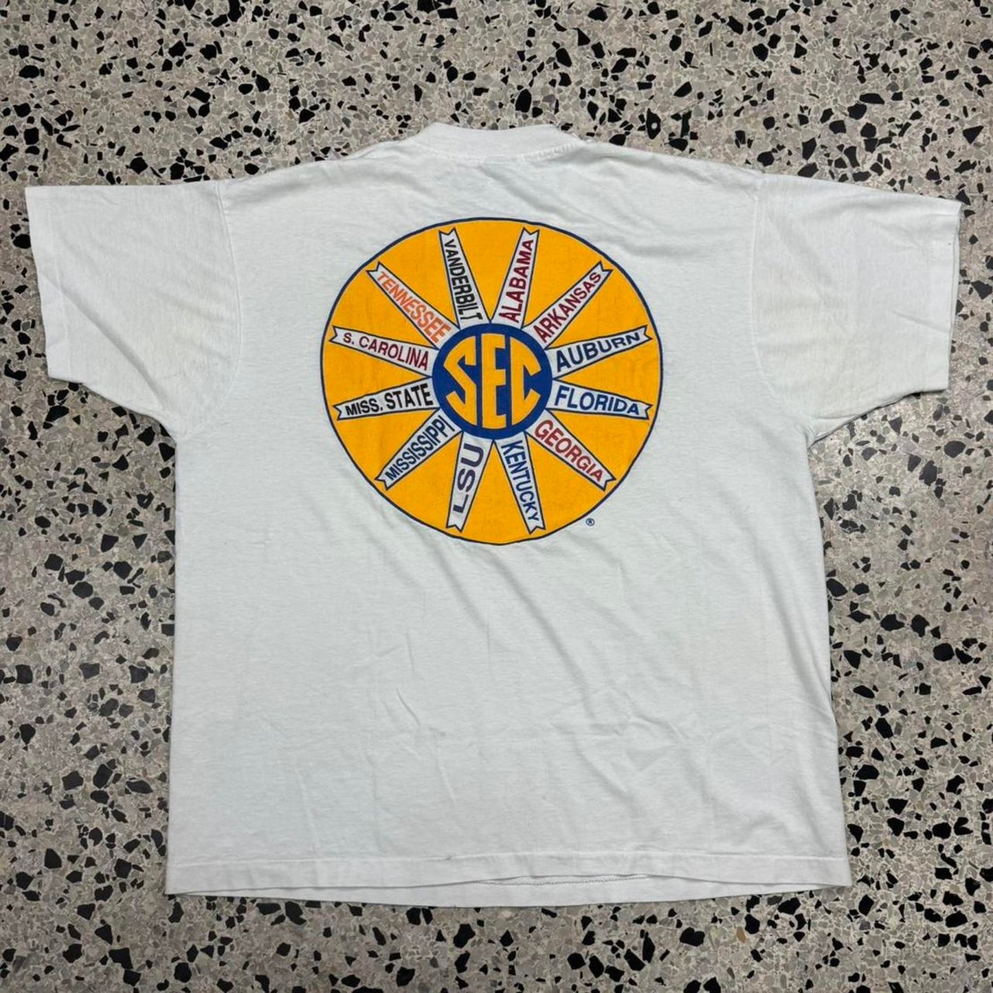 VINTAGE 90S SINGLE STITCH SEC SOUTHEASTERN CONFERENCE LOGO TEE: