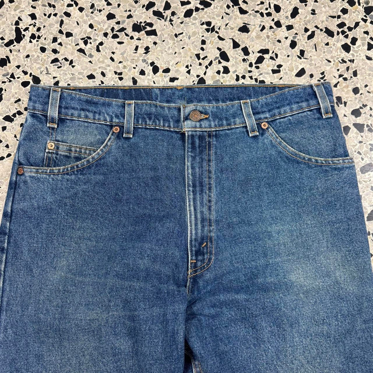 VINTAGE 80S ORANGE TAB 36X30 LEVIS 550 DENIM JEANS: