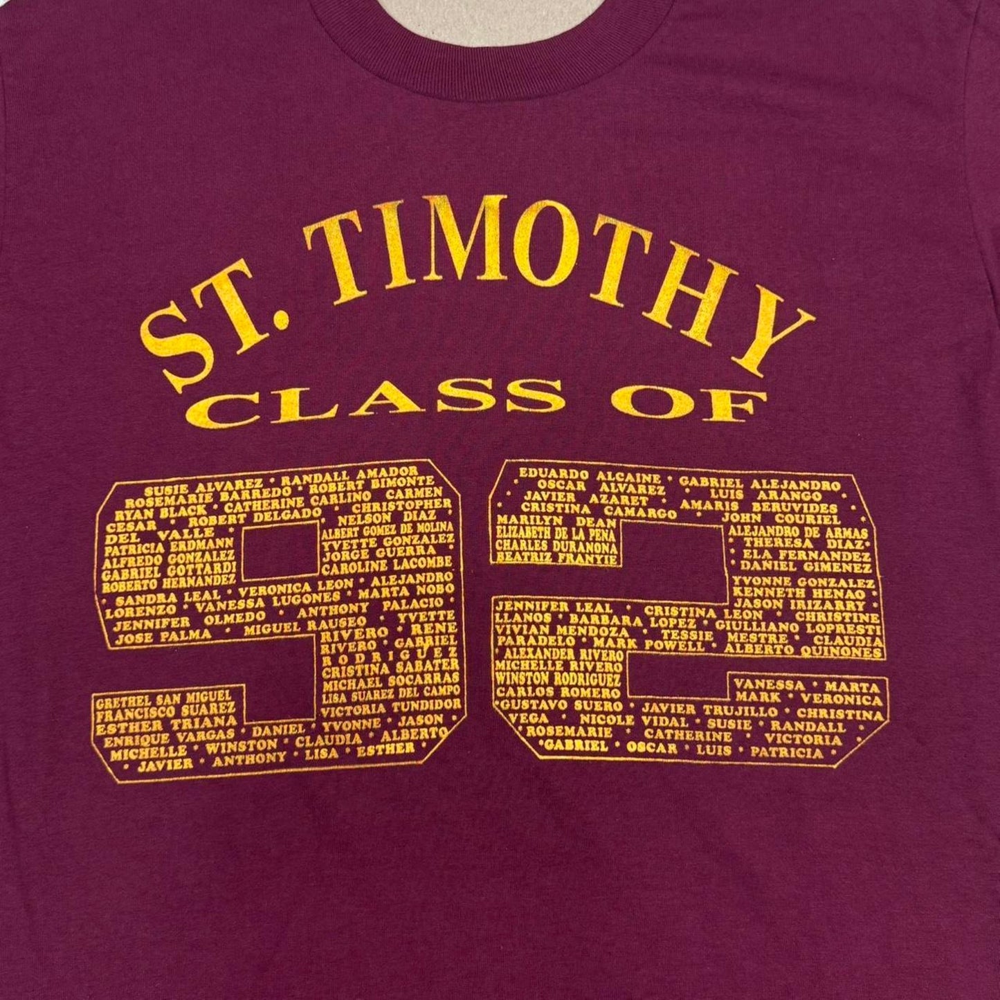 VINTAGE 90S SINGLE STITCH ST. TIMOTHY CLASS OF ’92 TEE:
