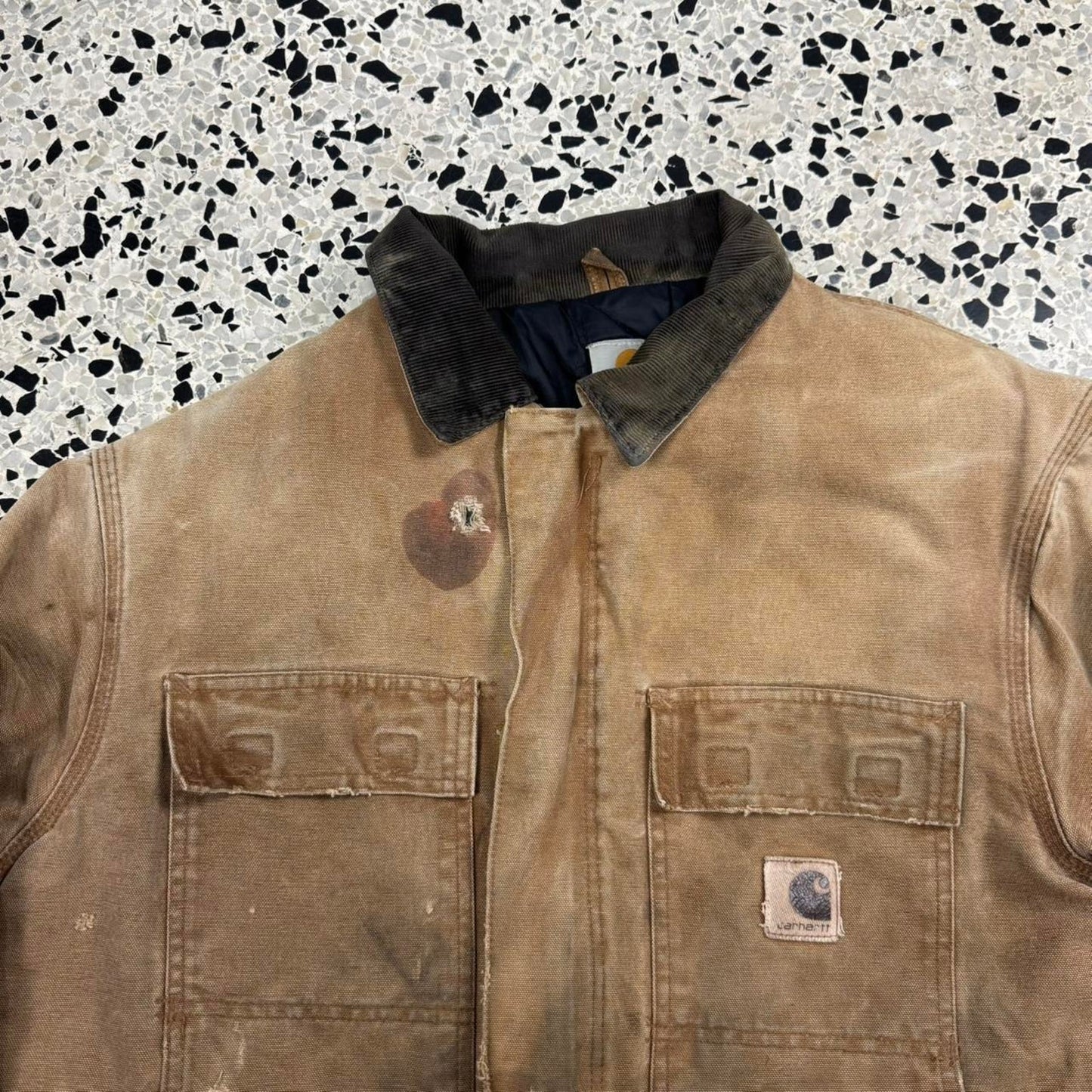 VINTAGE 90S Y2K THRASHED CARHARTT WORKWEAR JACKET: