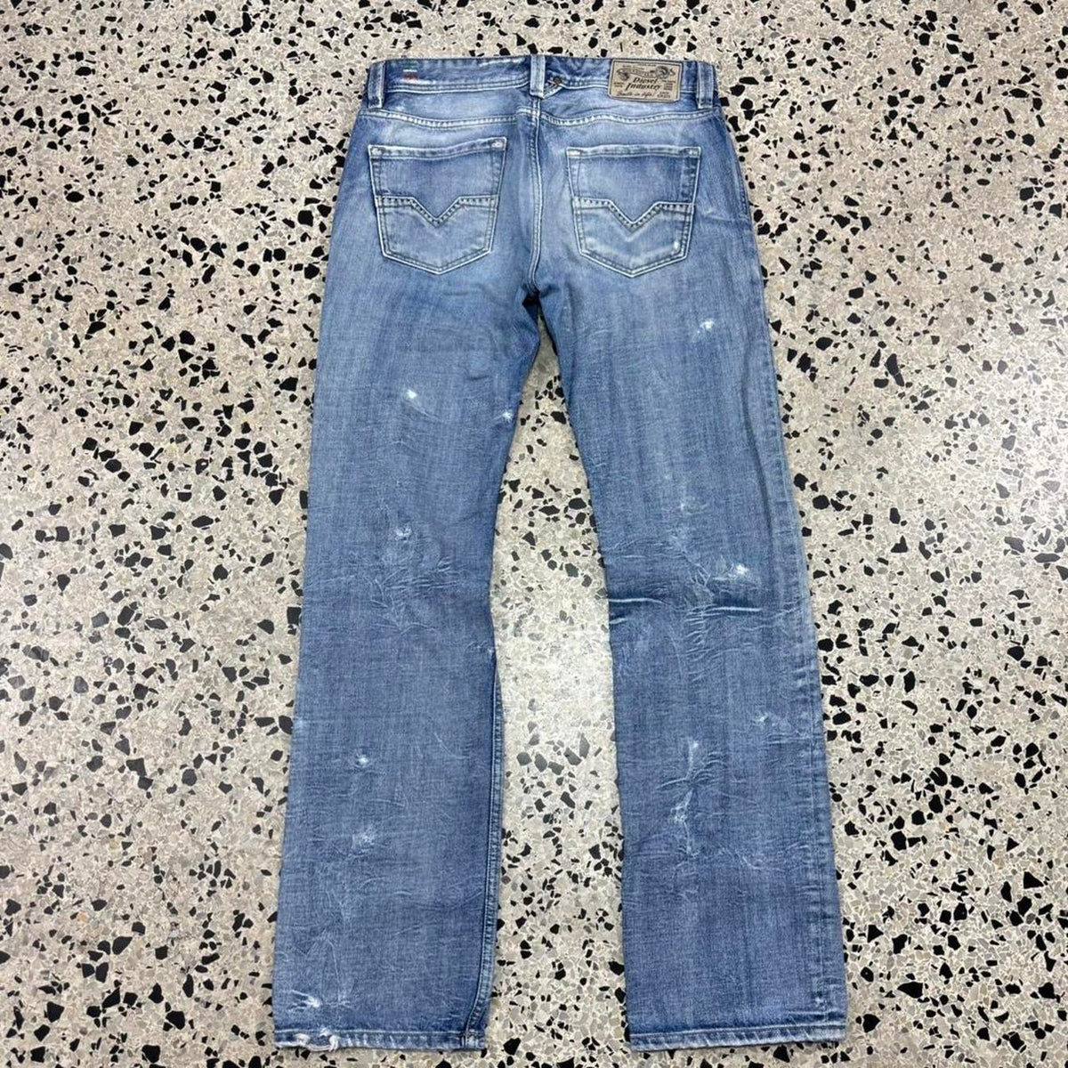 VINTAGE Y2K THRASHED DIESEL INDUSTRY LARKEE DENIM JEANS: