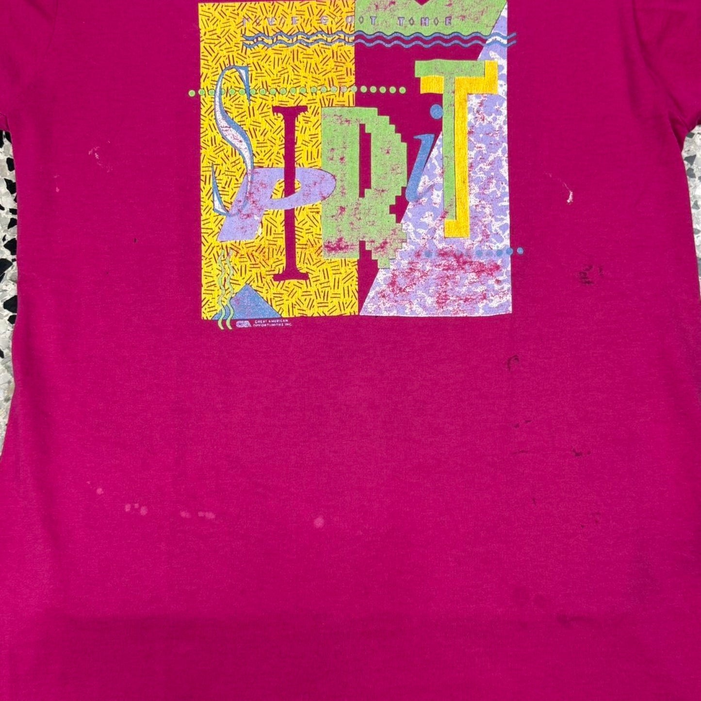 VINTAGE 90S I’VE GOT THE SPIRIT PINK ABSTRACT TEE: