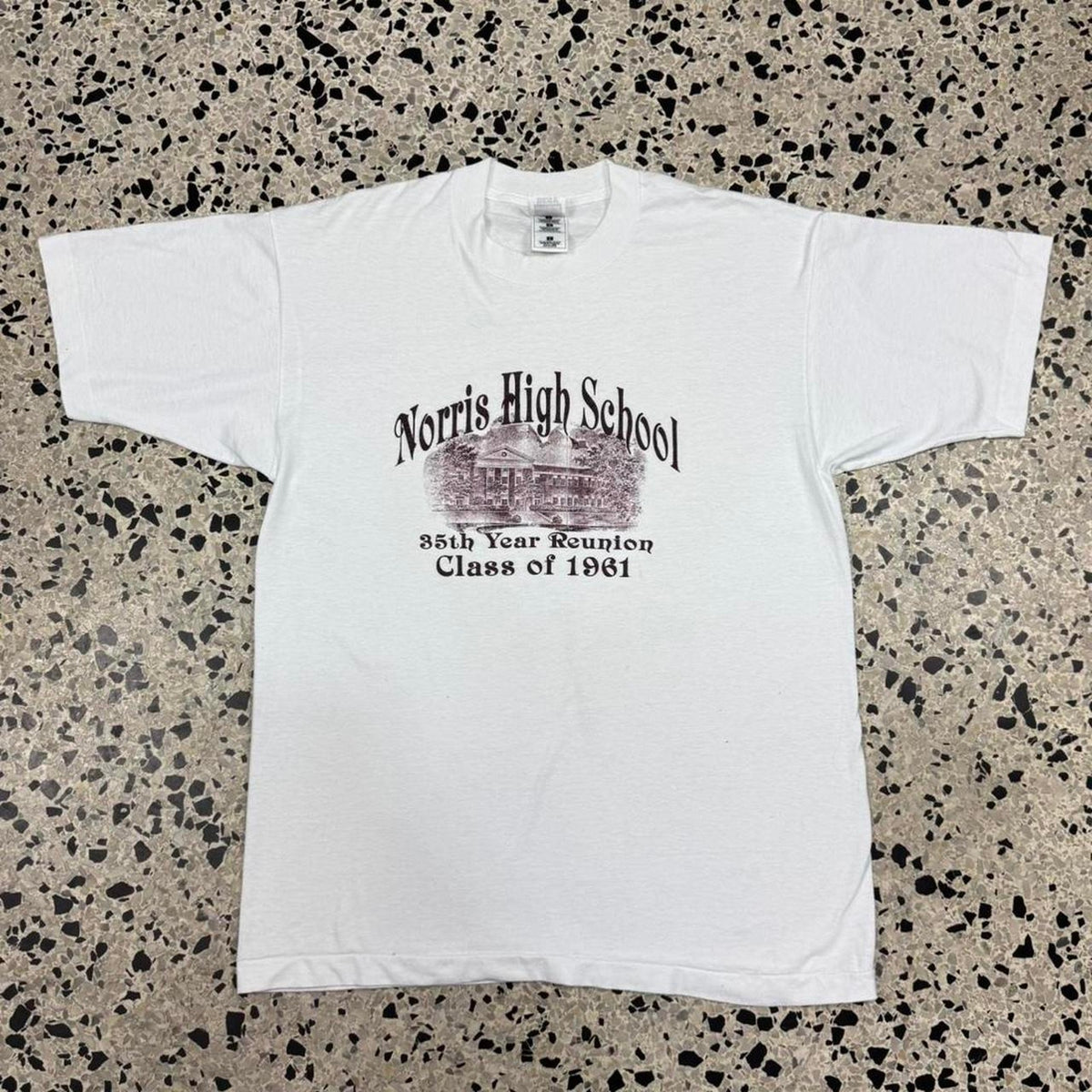 VINTAGE 90S SINGLE STITCH NORRIS HIGHSCHOOL CLASS OF 1961 REUNION TEE: