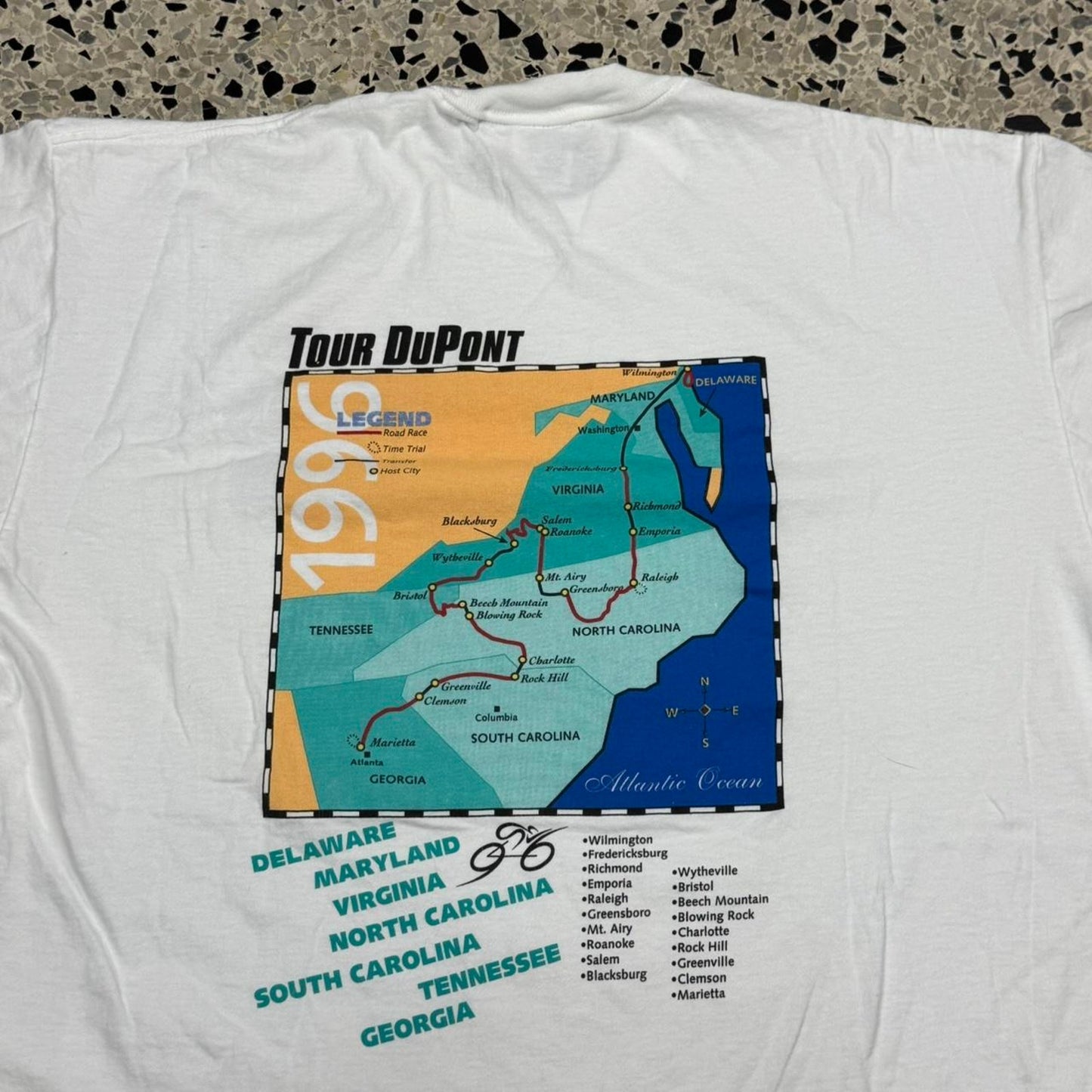 VINTAGE 90S TOUR DUPONT 1996 LEGEND ROAD RACE SPONSOR TEE: