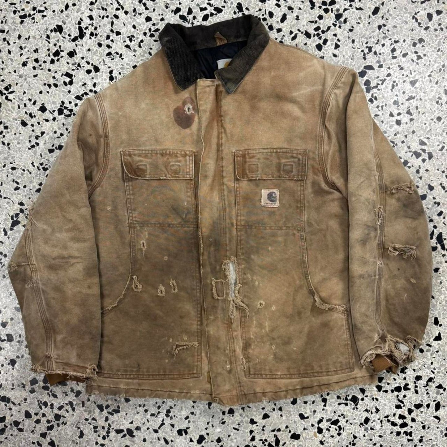 VINTAGE 90S Y2K THRASHED CARHARTT WORKWEAR JACKET: