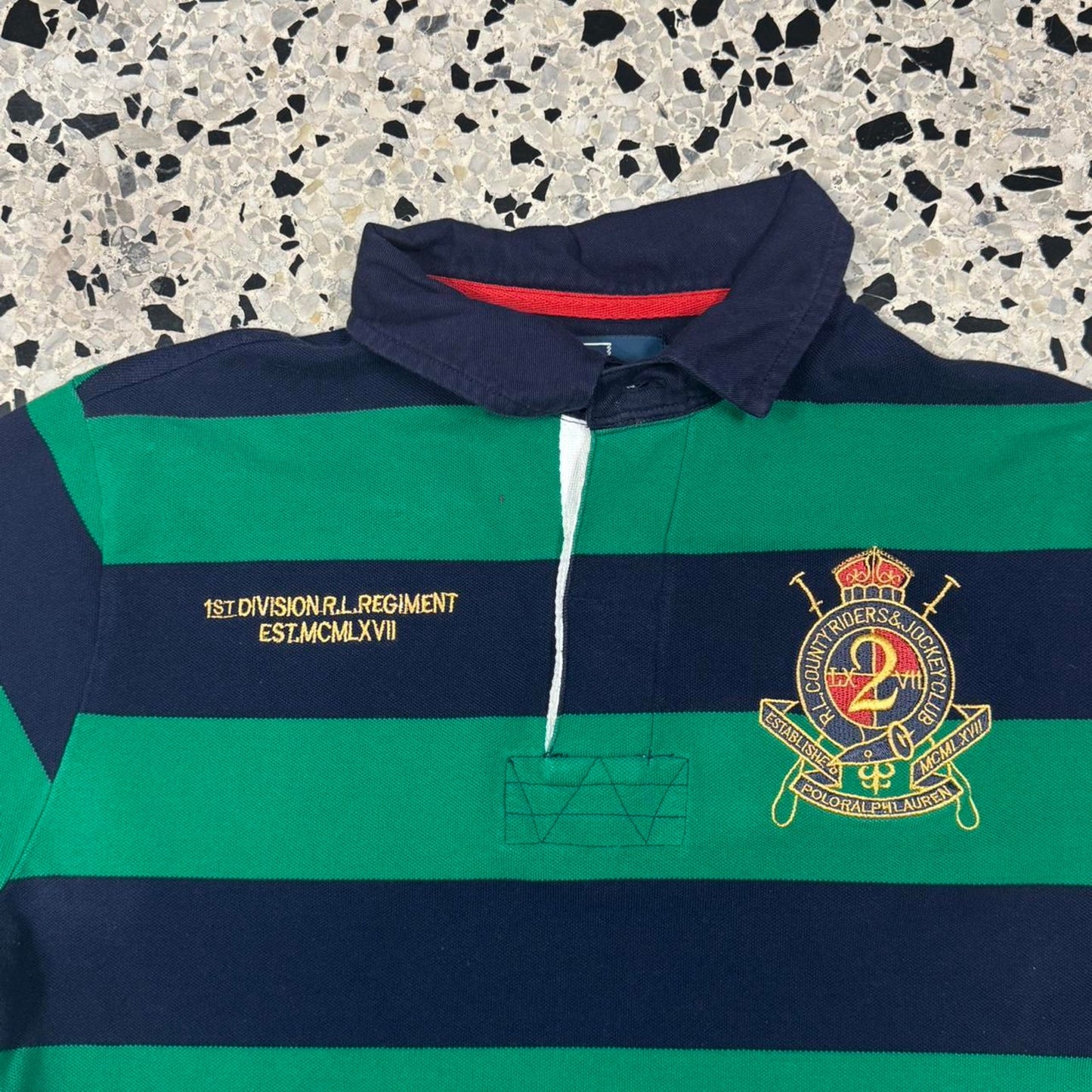 VINTAGE Y2K RALPH LAUREN 1ST DIVISION REGIMENT EMBLEM POLO: