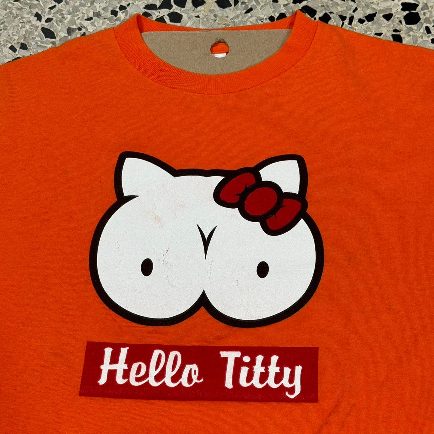 VINTAGE Y2K HELLO TITTY PARODY TEE: