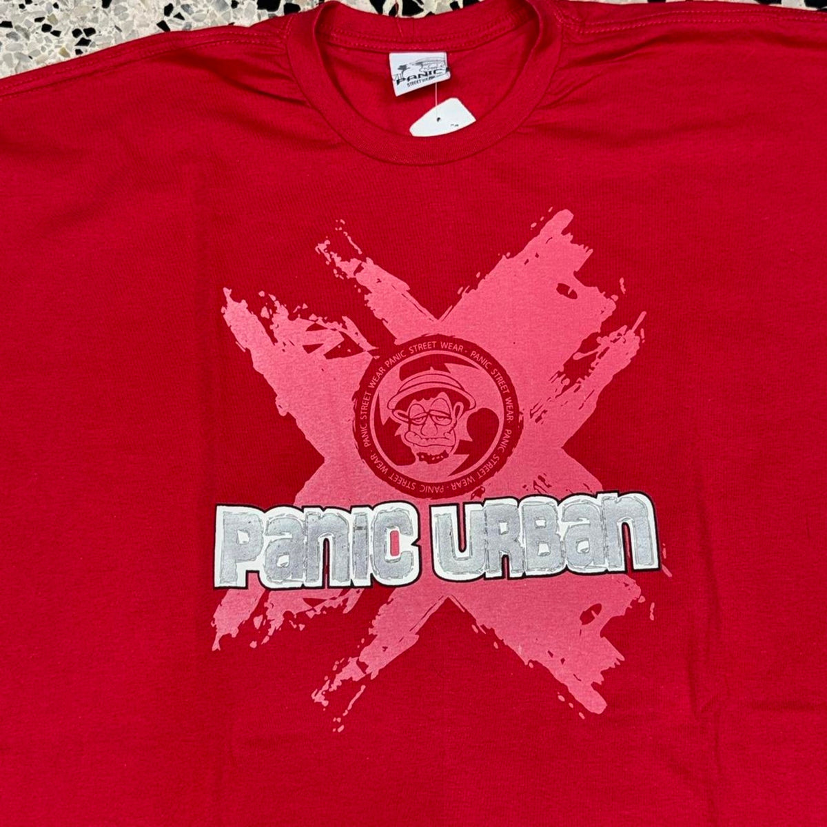 VINTAGE Y2K PANIC URBAN STREETWEAR DOUBLE SIDED SKATEBOARD TEE: